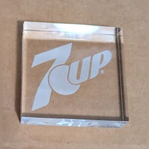 7UP Lucite Paperweight 3 x 3